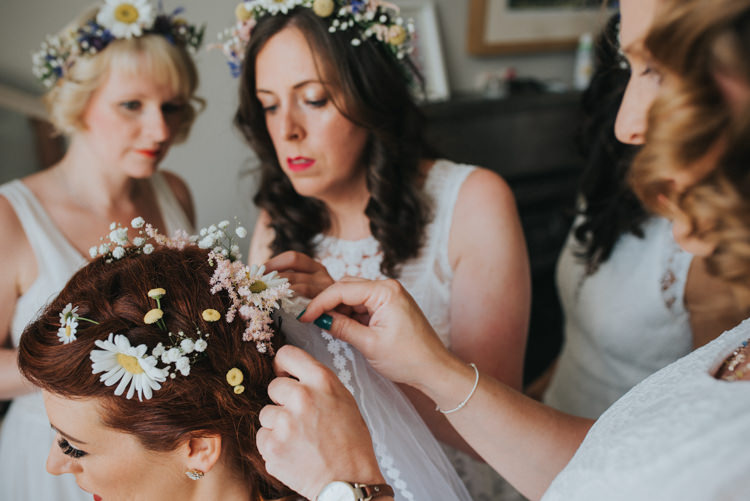 Daisy Daisies Flowers Hair Bride Bridal Crown Veil Multicoloured Crafty Carnival Wedding http://alicethecamera.co.uk/