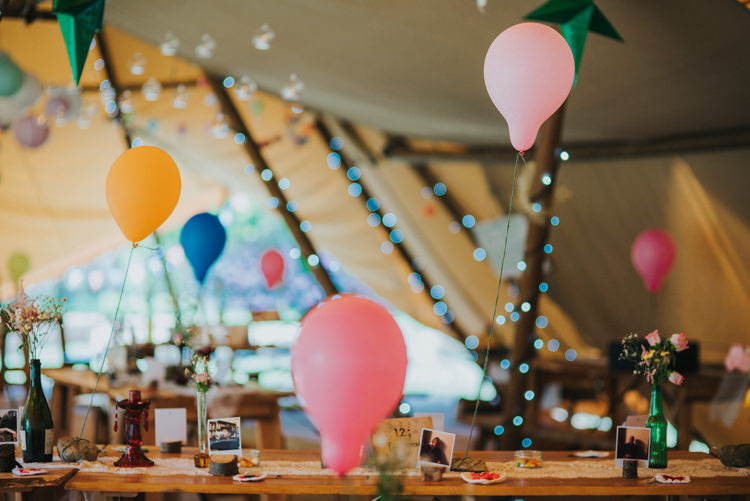 Tipi Balloons Fairy Lights Multicoloured Crafty Carnival Wedding http://alicethecamera.co.uk/
