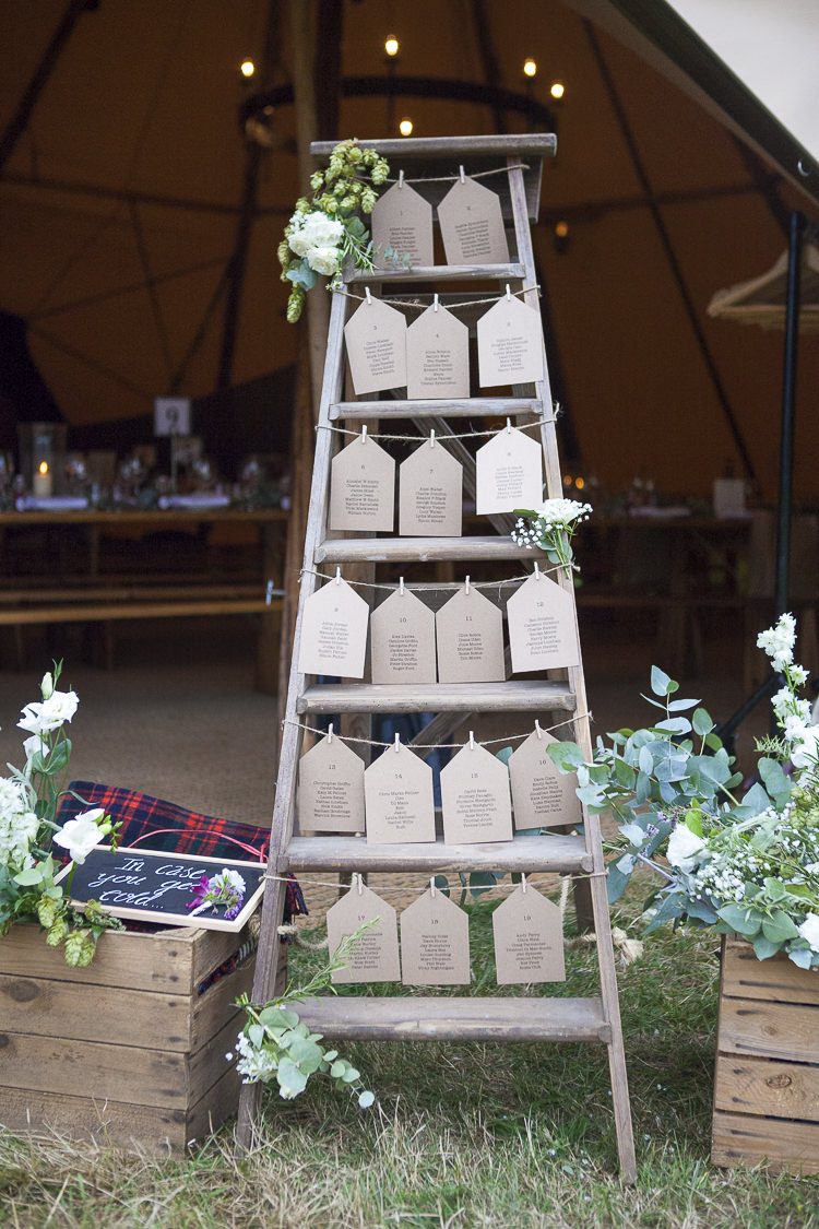 Ladder Seating Plan Table Chart Luggage Tag Boho Country Tipi Wedding http://www.gabriellemcmillan.com/