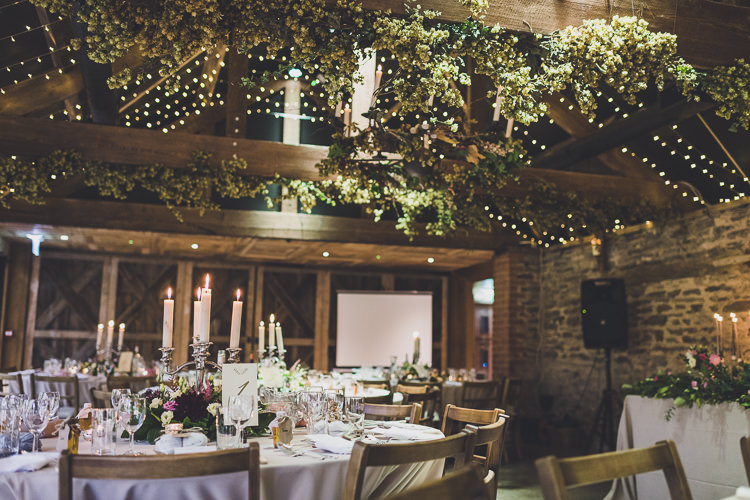 Fairy Lights Hops Decor Candles Ethereal Romantic Autumn Barn Wedding http://www.oacphotography.com/