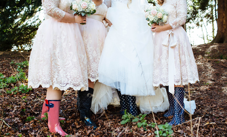 Wellies Bride Bridesmaids Enchanted English Country Garden Wedding Disney http://lauradebourdephotography.com/