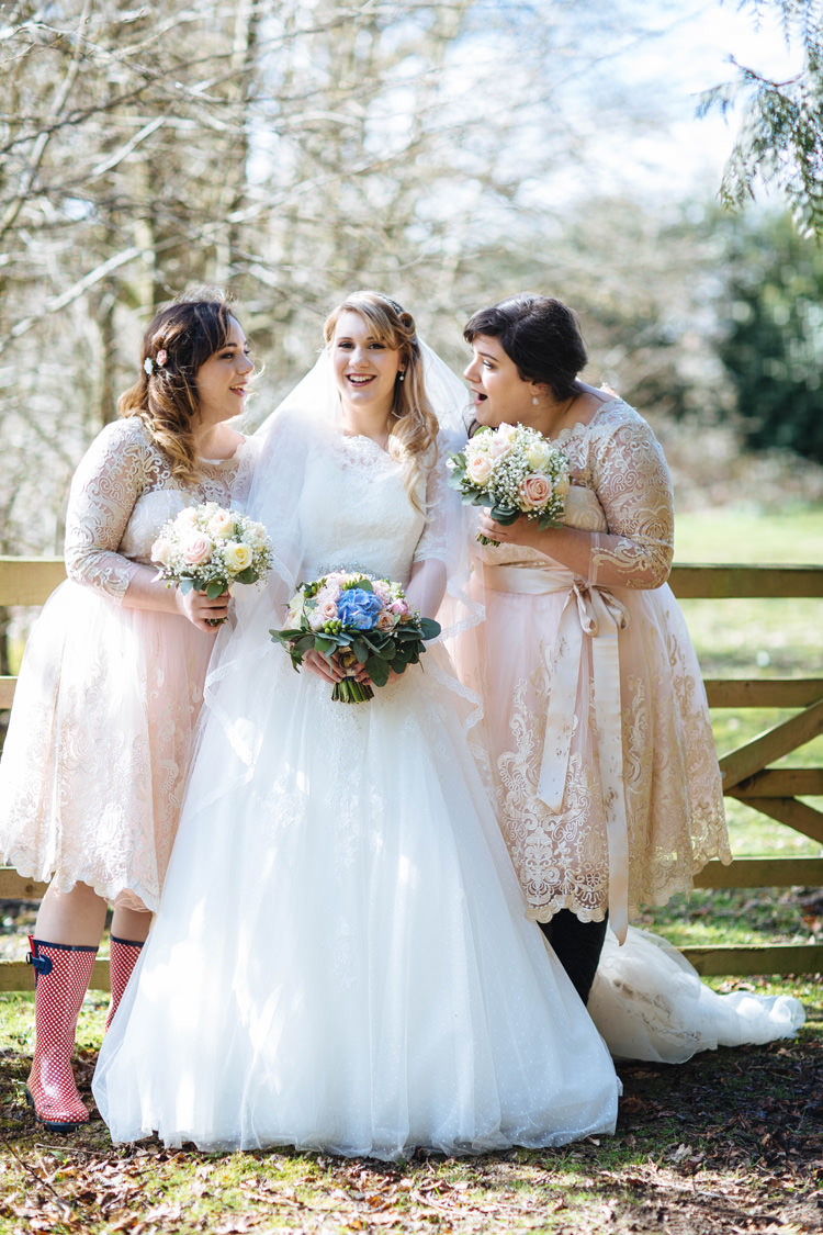 Blush Lace Sleeves Bridesmaid Dresses Chi Chi London Enchanted English Country Garden Wedding Disney http://lauradebourdephotography.com/