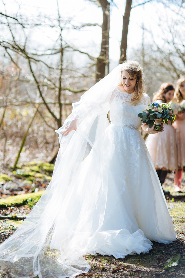 Lace Tulle Pronovias Gown Best Bride Bridal Sleeves Veil Enchanted English Country Garden Wedding Disney http://lauradebourdephotography.com/