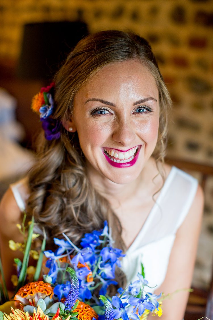 Bride Bridal Make Up Pink Lips Mexican Inspired Colourful Cactus Wedding http://katherineashdown.co.uk/