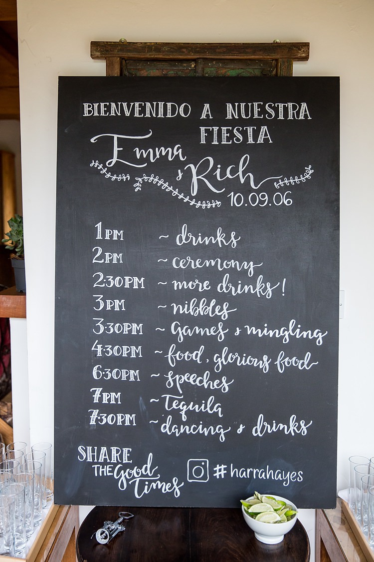 Chalk Black Board Sign Decor Mexican Inspired Colourful Cactus Wedding http://katherineashdown.co.uk/