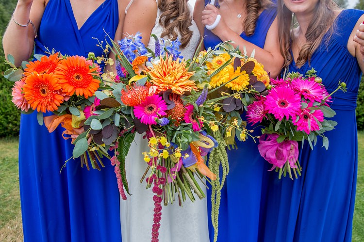 Rainbow Flowers Bridesmaids Bouquets Mexican Inspired Colourful Cactus Wedding http://katherineashdown.co.uk/