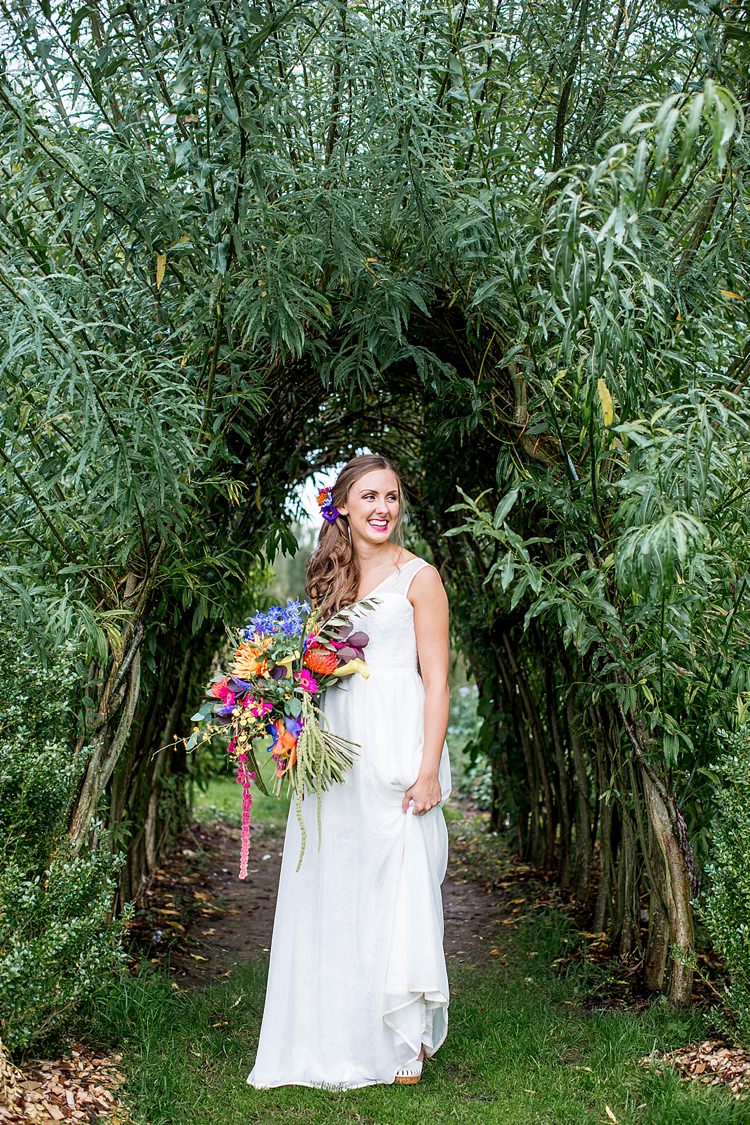 Elegant Gown Bride Bridal Dress Mexican Inspired Colourful Cactus Wedding http://katherineashdown.co.uk/
