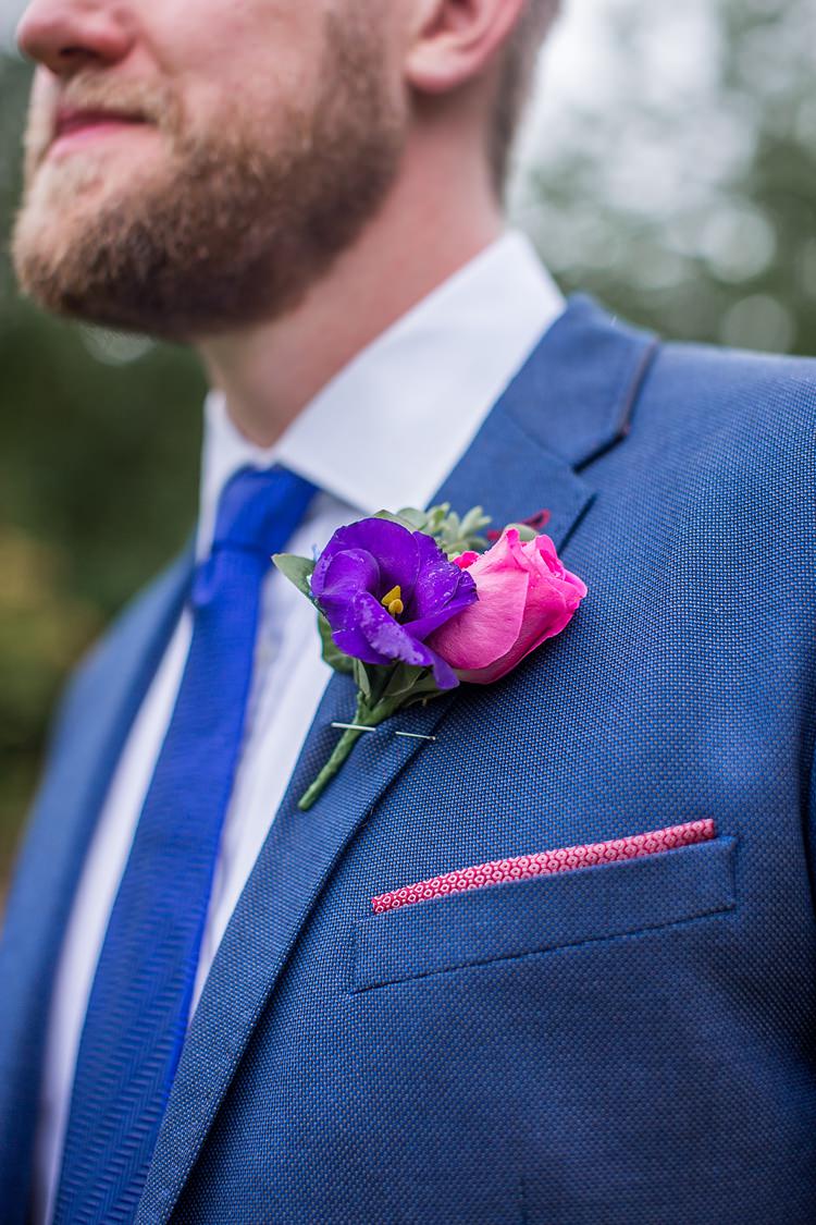 Pink Rose Buttonhole Groom Mexican Inspired Colourful Cactus Wedding http://katherineashdown.co.uk/