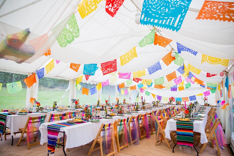 Papel Picado Marquee Bunting Decor Mexican Inspired Colourful Cactus Wedding http://katherineashdown.co.uk/