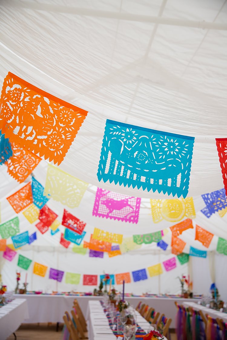 Papel Picado Bunting Decor Mexican Inspired Colourful Cactus Wedding http://katherineashdown.co.uk/