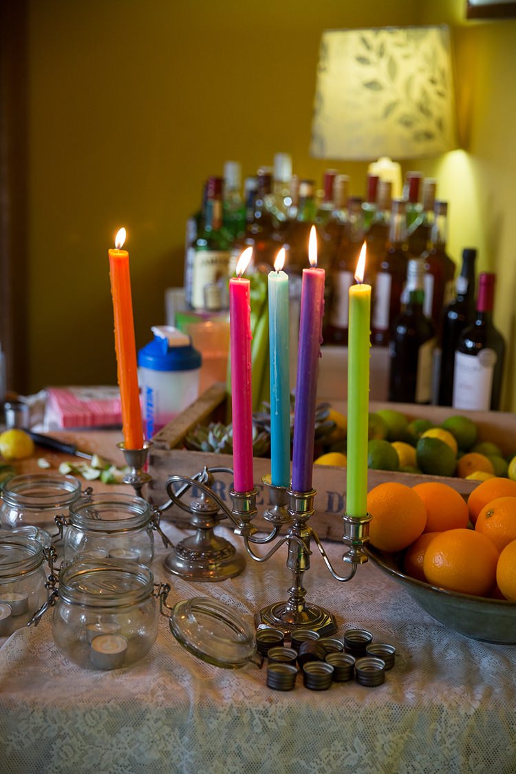 Rainbow Candles Mexican Inspired Colourful Cactus Wedding http://katherineashdown.co.uk/