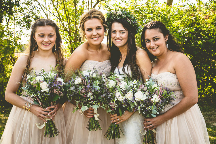 White Blush Bridesmaid Dresses Rustic Bohemian DIY Barn Wedding http://lovethatsmilephotography.com/