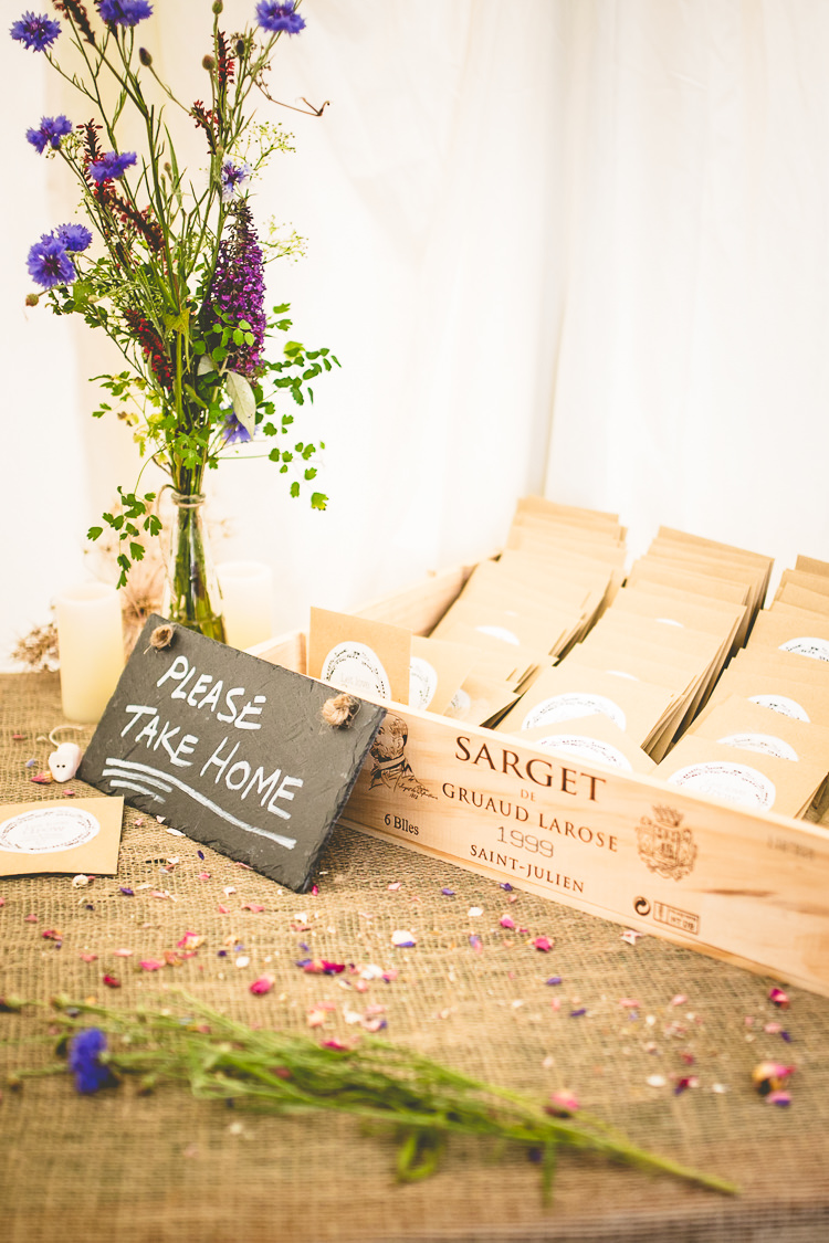 Seed Favours Crate Rustic Bohemian DIY Barn Wedding http://lovethatsmilephotography.com/