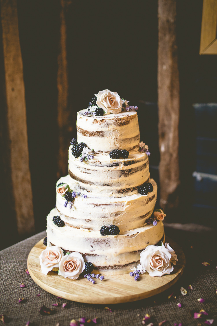 Naked Buttercream Cake Victoria Berries Layer Tower Rustic Bohemian DIY Barn Wedding http://lovethatsmilephotography.com/