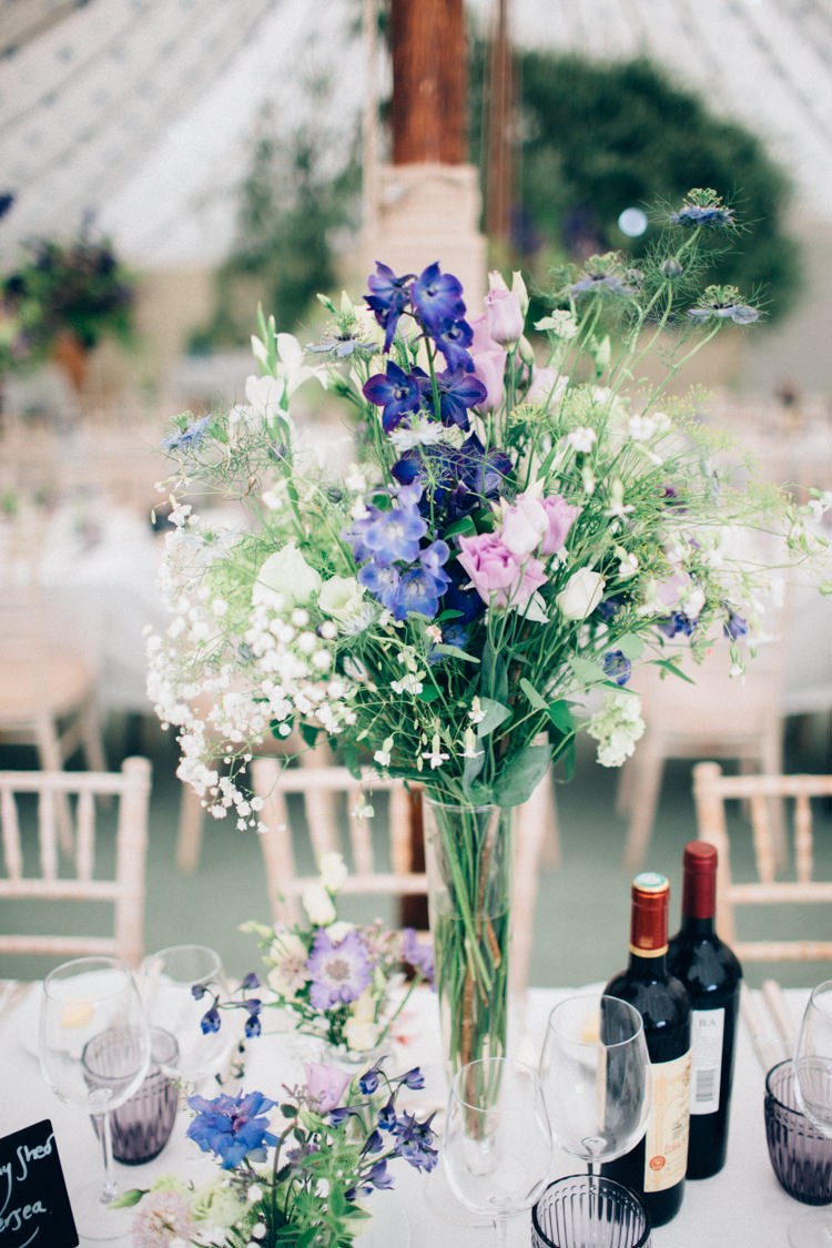 Wild Natural Flowers Vases Seasonal Blue Purple Pretty Quintessential English Country Garden Wedding http://blondiephotography.co.uk/