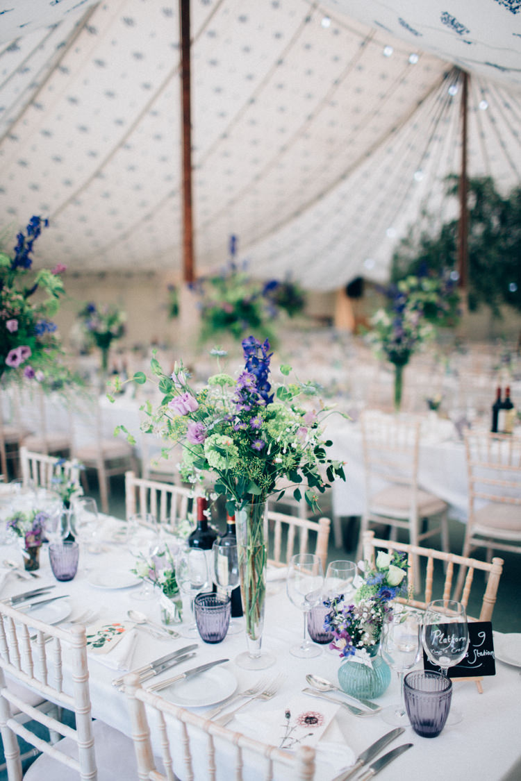 Marquee Pole Tent Purple Blue Flowers Pretty Quintessential English Country Garden Wedding http://blondiephotography.co.uk/