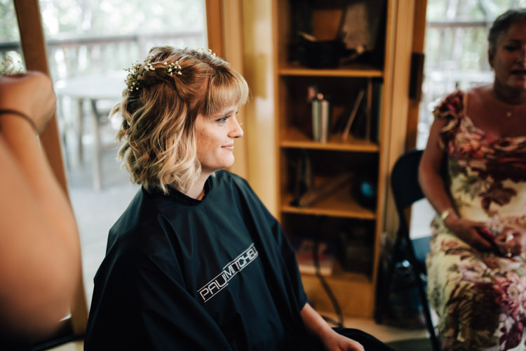 Bride Getting Ready Loose Curls Gypsophila Hairstyle Adventure Inspired Woodland Wedding North Carolina http://www.amandasuttonphotography.com/