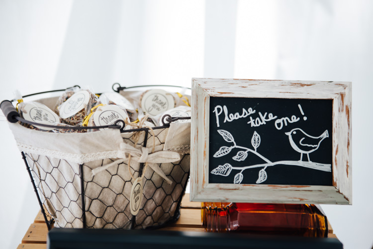 Reception DIY Guest Favours Bird Feeder Blackboard Sign Adventure Inspired Woodland Wedding North Carolina http://www.amandasuttonphotography.com/