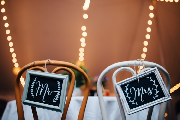 Reception Bride Groom Chairs DIY Blackboard Signs Fairy Lights Florals Adventure Inspired Woodland Wedding North Carolina http://www.amandasuttonphotography.com/