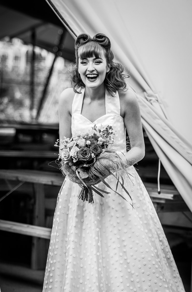 Short Polka Dot Dress Gown Bride Bridal Honeypie Boutique Colourful Vintage Comic Book Wedding Ideas http://www.hayleypettitphotography.com/