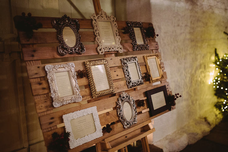 Frame Pallet Seating Plan Table Chart Magical Winter Rustic Wonderland Wedding http://hayleybaxterphotography.com/