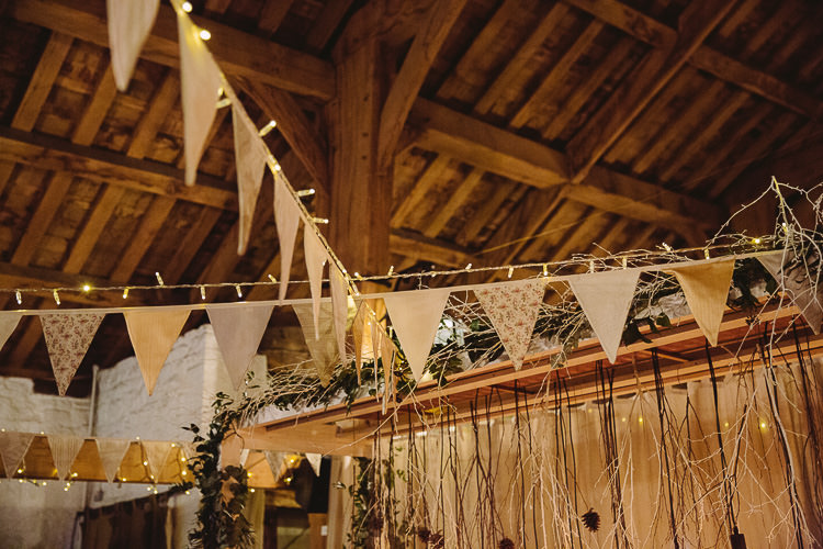 Bunting Fairy Lights Magical Winter Rustic Wonderland Wedding http://hayleybaxterphotography.com/