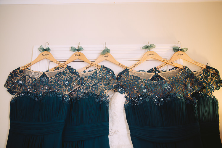 Customised Dress Hangers Bride Bridesmaid Magical Winter Rustic Wonderland Wedding http://hayleybaxterphotography.com/