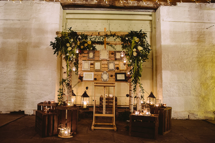 Decor Wooden Flowers Crates Backdrop Flowers Candles Magical Winter Rustic Wonderland Wedding http://hayleybaxterphotography.com/