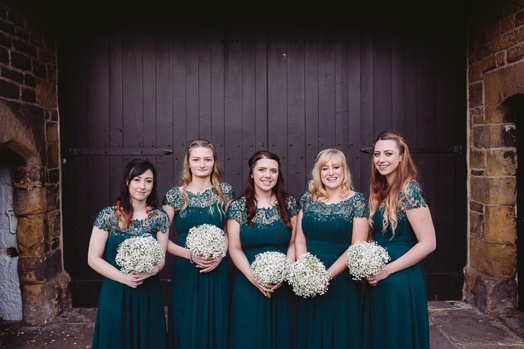 Emerald Green Bridesmaid Dresses Gyp Gypsophila Bouquets Magical Winter Rustic Wonderland Wedding http://hayleybaxterphotography.com/