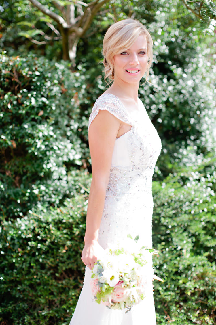 Suzanne Neville Stardust Dress Gown Bride Bridal Sequins Beading Pretty Pink Garden Party Wedding http://www.helencawtephotographyblog.com/