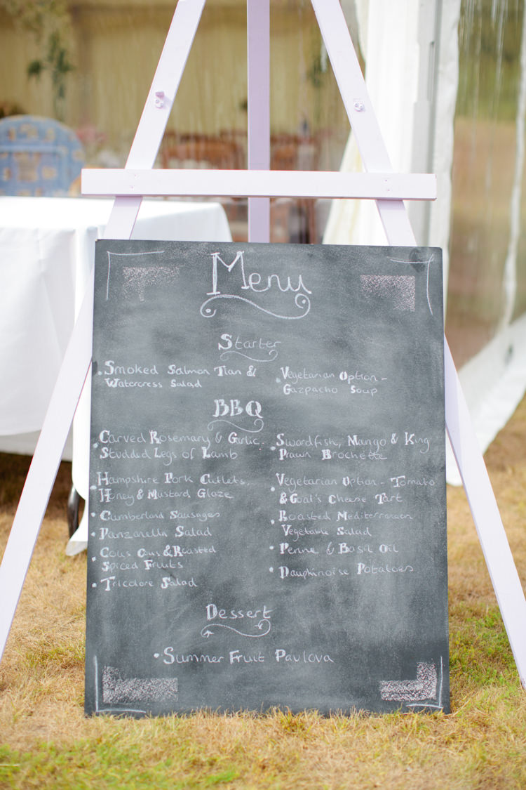 Chalk Black Board Menu Sign Pretty Pink Garden Party Wedding http://www.helencawtephotographyblog.com/