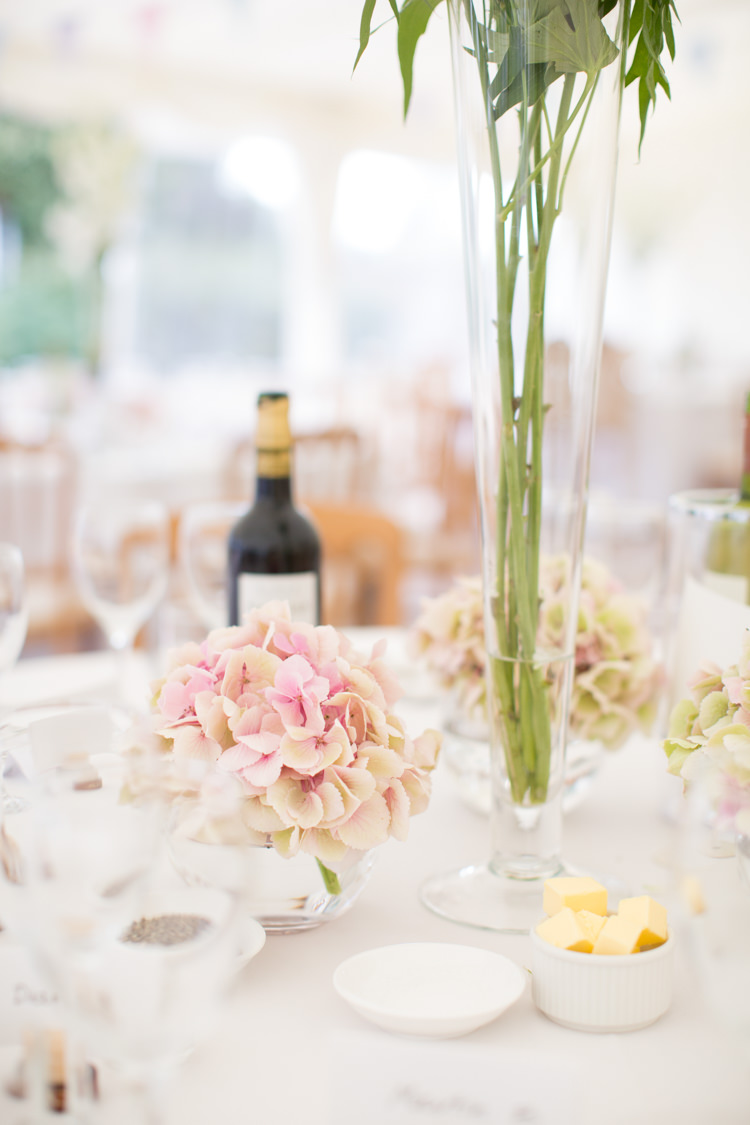 Hydrangea Flowers Centrepiece Decor Pretty Pink Garden Party Wedding http://www.helencawtephotographyblog.com/