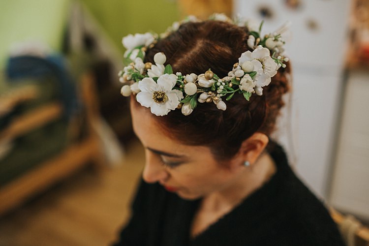 White Flower Crown Hair Bride Bridal Whimsical Seaside Wedding Pale Pink Dress http://devlinphotos.co.uk/