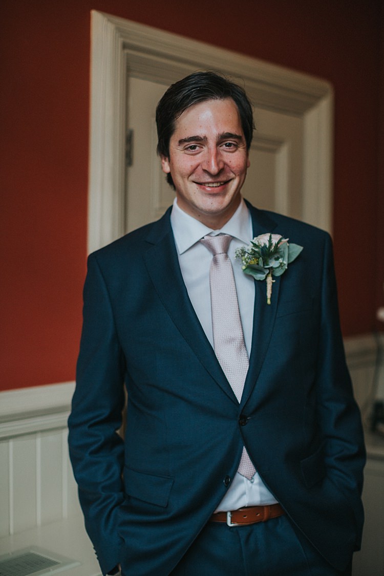 Hugo Boss Blue Suit Groom Whimsical Seaside Wedding Pale Pink Dress http://devlinphotos.co.uk/