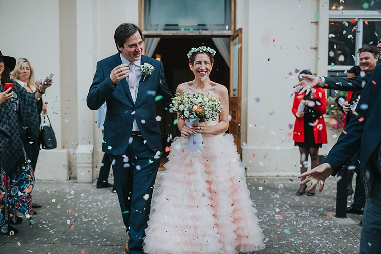 Confetti Throw Whimsical Seaside Wedding Pale Pink Dress http://devlinphotos.co.uk/