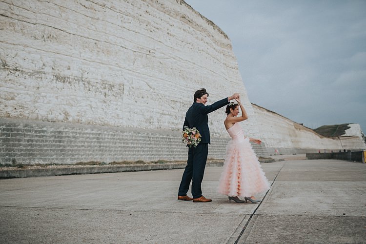 Whimsical Seaside Wedding Pale Pink Dress http://devlinphotos.co.uk/