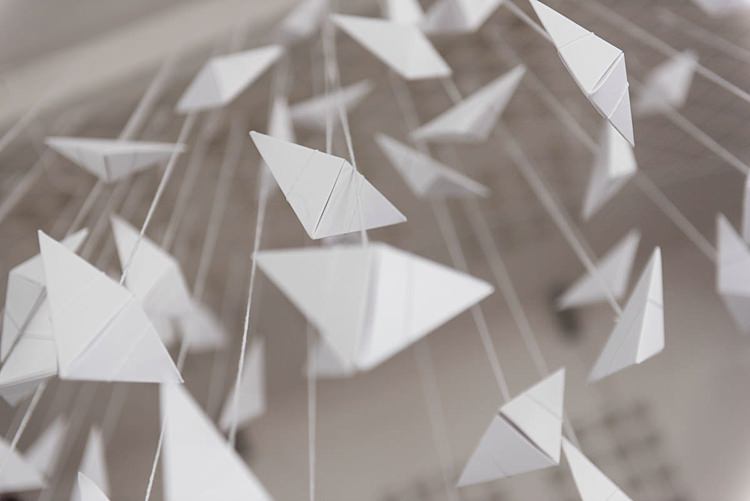 Paper Decor Hanging Modern Geometric Theatre Monochrome Wedding http://www.babbphoto.com/