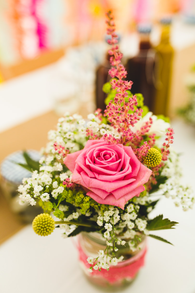 Jar Lace Flowers Rose Billy Ball Gyp Decor Table Bright Colourful Fun Marquee Wedding http://www.livvy-hukins.co.uk/