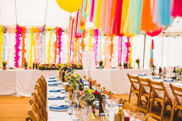 Tassels Balloons Backdrop Decor Rainbow Bright Colourful Fun Marquee Wedding http://www.livvy-hukins.co.uk/