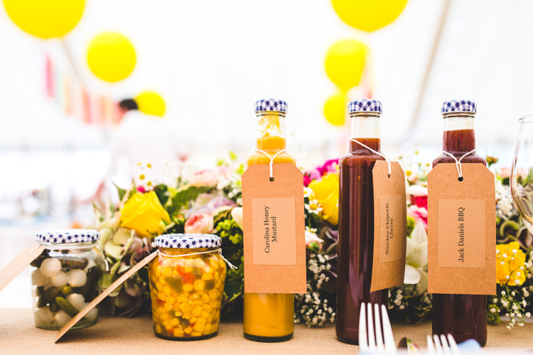 Condiments Pickles Bright Colourful Fun Marquee Wedding http://www.livvy-hukins.co.uk/