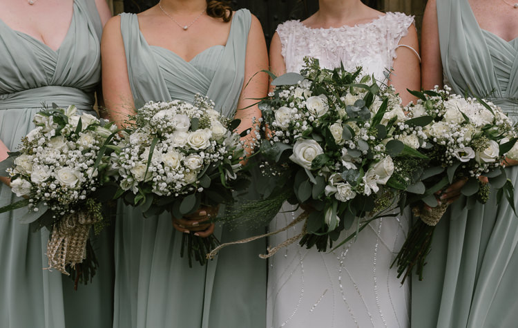 Bouquet Bride Bridal Bridesmaids Greenery Foliage Rose Gypsophila Natural Sage Green Farm Wedding https://www.loveluella.co.uk/