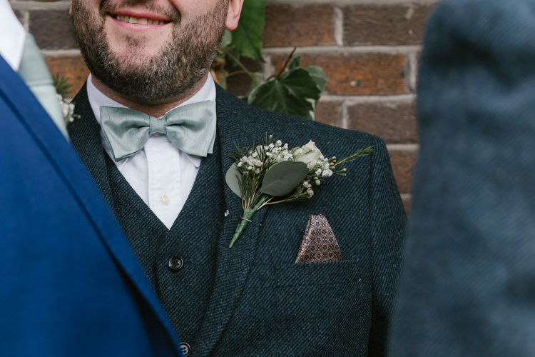Buttonhole Groom Rose Natural Sage Green Farm Wedding https://www.loveluella.co.uk/
