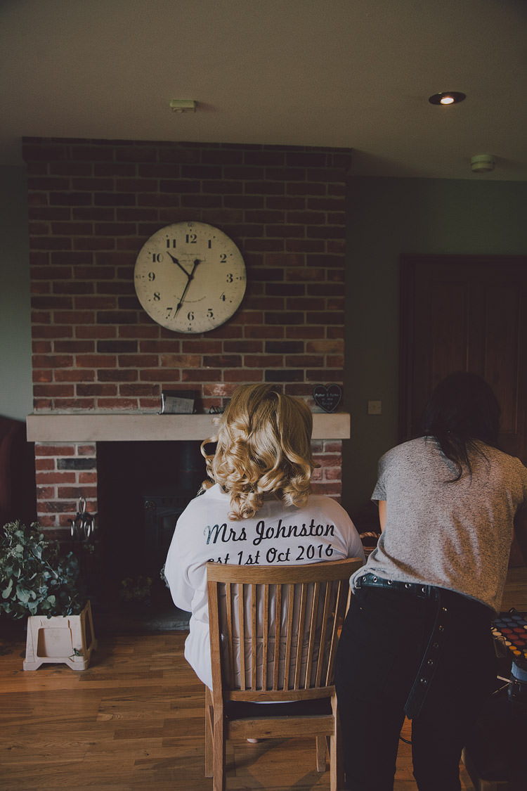 Personalised Dressing Gown Bride Bridal Chic Rustic Grey Barn Wedding http://www.kevelkinsphotography.co.uk/ 