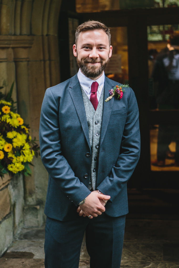 Ted Baker Groom Harris Tweed Waistcoat Relaxed Cosy Stylish Autumnal Wedding http://www.tierneyphotography.co.uk/