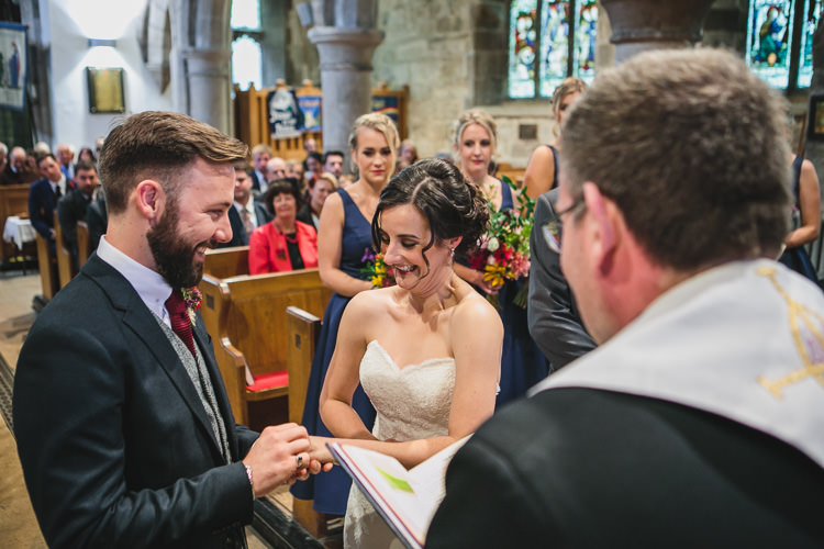 Church Blue by Enzoani Ted Baker Groom Harris Tweed Waistcoat Relaxed Cosy Stylish Autumnal Wedding http://www.tierneyphotography.co.uk/