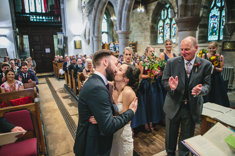 Church Kiss Relaxed Cosy Stylish Autumnal Wedding http://www.tierneyphotography.co.uk/