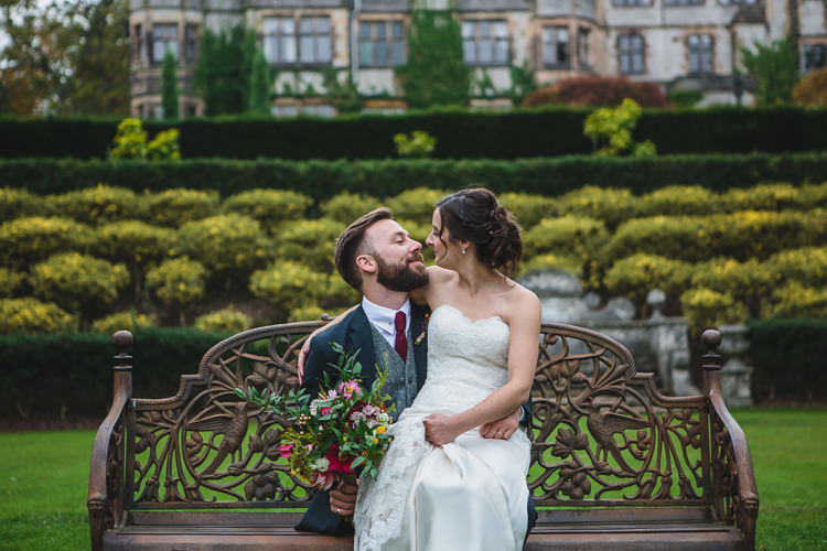Thornbridge Hall Blue by Enzoani Ted Baker Groom Harris Tweed Waistcoat Relaxed Cosy Stylish Autumnal Wedding http://www.tierneyphotography.co.uk/