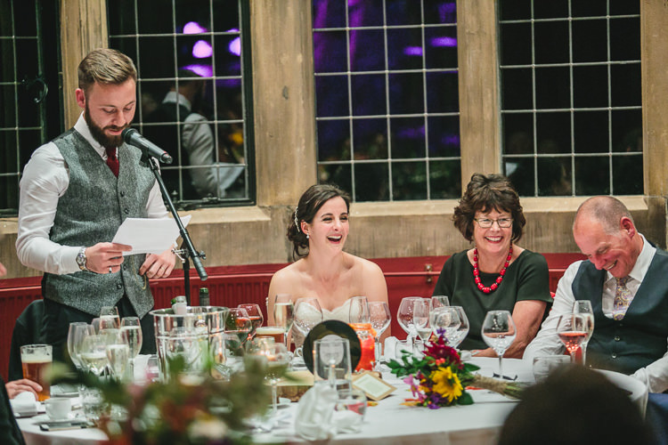 Groom Speech Thornbridge Hall Relaxed Cosy Stylish Autumnal Wedding http://www.tierneyphotography.co.uk/