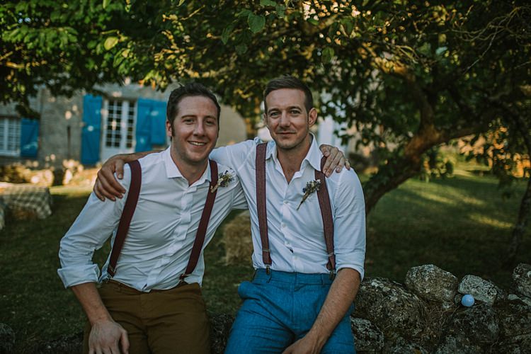 Braces Groom Groomsmen Outfits Chinos Summertime French Village Destination Wedding http://www.pippacarvellphotography.com/