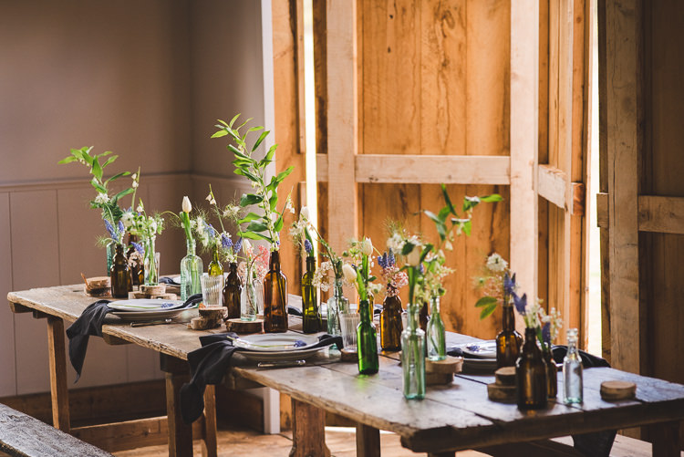 Bottle Flowers Decor Magical Spring Bluebell Woodland Wedding Ideas http://helinebekker.co.uk/